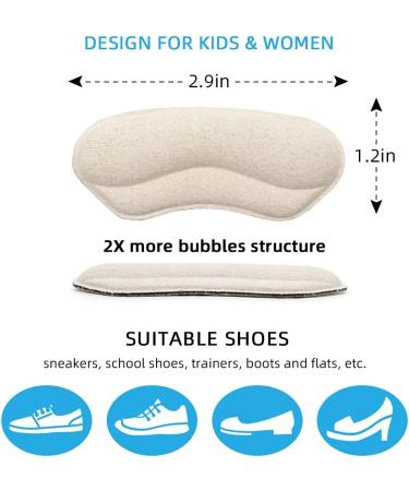 Skyfoot Kids Heel Grips - Self-Adhesive Cushion Inserts for Too Large Shoes (Beige, 2 Pairs) - Buy Online on GoSupps.com