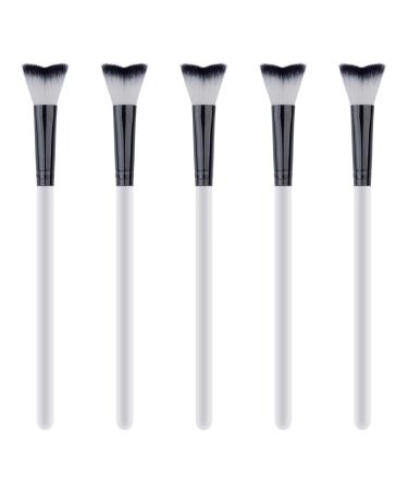 5 Pcs Lash Shampoo Swoop Curved Brush - Set for Eyelash Extension Cleansing Soft Makeup Removal - Eyelash Wash Bath Tools Supplier Home and Salon Use Cleanser Brush - White&Black