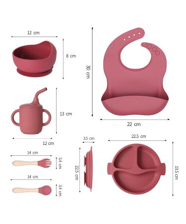 6-Piece Baby Dishes Set | Silicone Children s Tableware with Suction Cup | BPA-Free Light Pink Bowls Plates Bibs & Cups - Buy Online on GoSupps.com