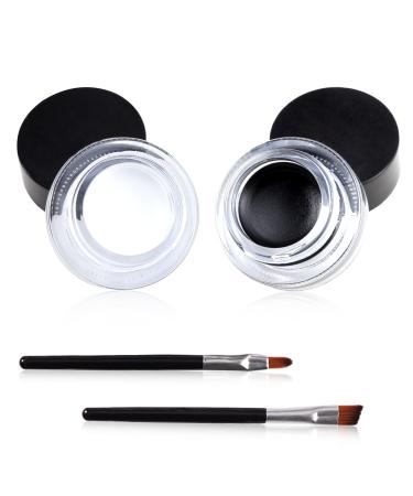 Jutqut 2 in 1 Black and White Gel Eyeliner Set  Gel Eyeliner Eyebrow Cream Set with Brushes  High Pigmented Waterproof Matte Smudge-proof Eye Liner  Last for All Day with Eyebrow BLack+White