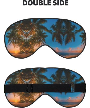 Sunset Hawaiian Palm Tree Print Double-Sided Eye Mask | Soft Light-Blocking Sleep Enhancer for Travel & Home - Buy Online on GoSupps.com