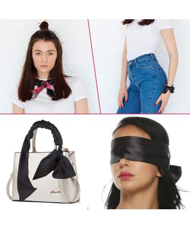 Silk Satin Blindfold Eye Cover - 4 Pieces Sleep Mask & 150cm Tie | Perfect Valentine Gift (Black & Black Red) - International Shipping - Buy Online on GoSupps.com