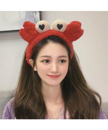 CHDHALTD Cute Little Crab Plush Headband Comfortable Wash Face Bathing Hair Holder Headband Hair Band for Women Washing Face Makeup Cosmetic Spa Yoga Sports Shower Hair Accessories