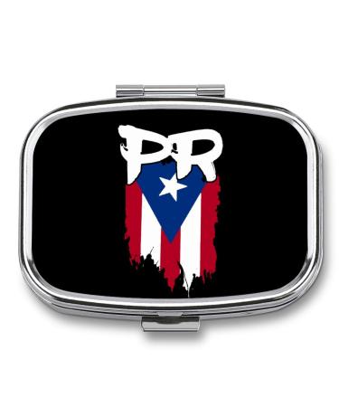 Puerto Rico Flag PR Puerto Rican Boricua Pill Box Cute Pill Case Travel Pill Organizer Storage Box for Pocket Purse