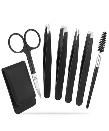 NAYTRU Tweezers Sets for Women 6 Pack Precision Tweezers for Women Professional Stainless Steel Eyebrow kits with Case for Shaping Eyebrows Hair Removal
