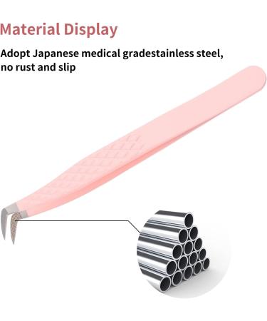 FADLASH Curved Fiber Tip Eyelash Extension Tweezers - Professional Pink Volume Lash Tweezers - Buy Online on GoSupps.com