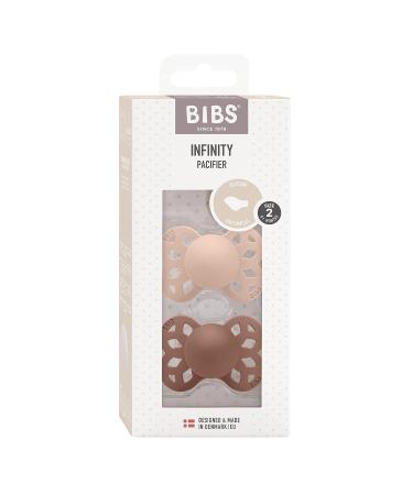 BIBS Infinity Collection Anatomical Nipple Pacifiers | BPA-Free | Made in Denmark | Set of 2 Blush/Woodchuck | Size 6-18 Months - Buy Online on GoSupps.com