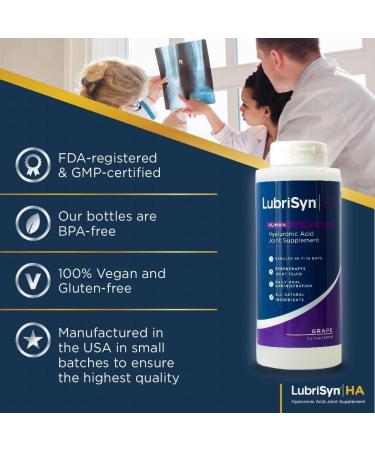 Lubrisyn Hyaluronic Acid Oral Joint Supplement Liquid HA Formula for Humans Promotes Joint Support Mobility Flexibility Hydration & Healthy Function for Men & Women Grape Flavor 11.5oz - Buy Online on GoSupps.com