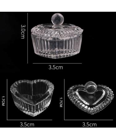 Kalolary Heart Dappen Bowl - 2pcs Clear Glass Nail Art Cups for Acrylic Liquid & Powder Styling - Buy Online on GoSupps.com