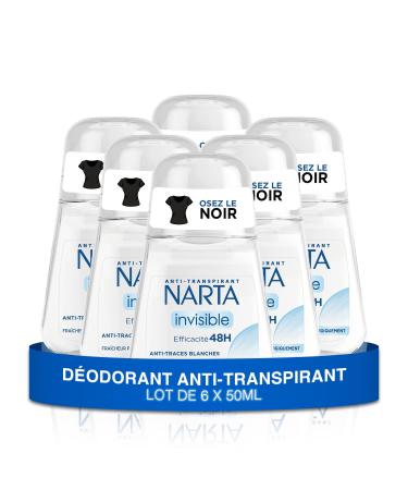 Narta - D odorant Femme Bille - Invisible Anti-Transpirant Efficacit 48h Anti-Traces Blanches - lot de 6 x 50ml