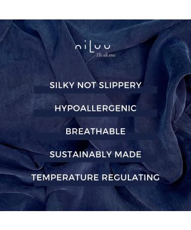 Niluu Luxury Vegan Silk Sleep Mask | Super-Smooth & Comfortable Night Eye Mask for Men and Women | Midnight Blue - Buy Online on GoSupps.com