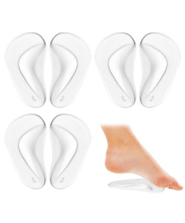 SIBBA 6 PCs Gel-Foot Vault insake orthopedic insole silicone foot inserts Foot vaulted support inserts Plantar fasciitis shoe vault high-heal inserts pillow pad 3 pair-transparent