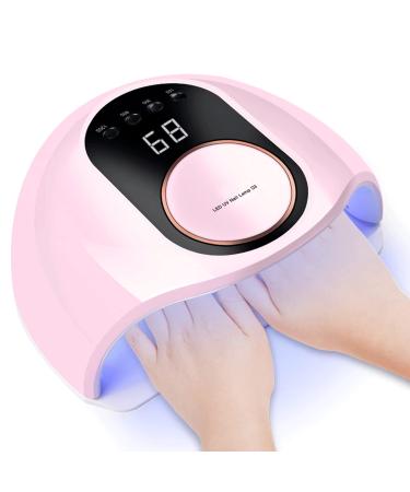 LED UV Nail Lamp for Gel Nails 130W High Power Nail Dryer with 4 Timers Nail Polish Dryer for Regular Polish Pedicure Home and Salon (Pink)