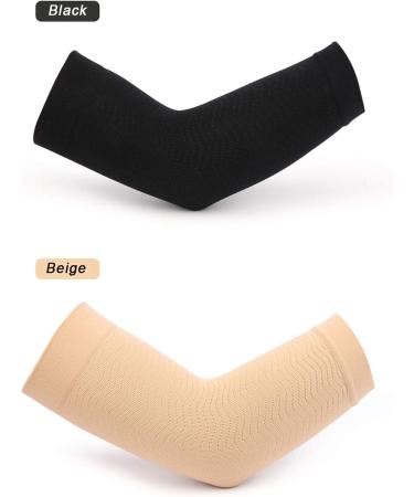 Arm Slimming Shaper: 2 Pairs Compression Sleeve for Women - Black/Beige - Buy Online on GoSupps.com