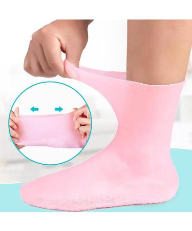 Silicone Moisturizing Socks Women Foot Spa Pedicure Silicone Socks Foot Mask Exfoliating Beach Protective Gel Socks Anti Slip Aloe Socks for Dry Cracked Feet Calluses Foot Care (Pink) - Buy Online on GoSupps.com
