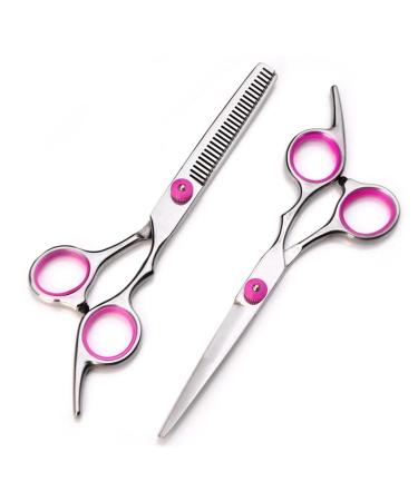 Shears for Hair Cutting 6 Inch and Blue Barber Scissors Hairdressing Scissors Hair Salon Sparse Cut Beauty Cut Flat Cut Hair Cutting Kit Pink Set B