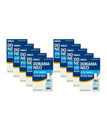 Sato Drama NEO Lubricant Eye Drops Dry Eye Relief Purified Water Eye Wash 0.5 FL OZ 15mL Made in Japan(Pack of 10)