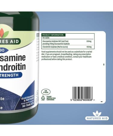 Natures Aid Glucosamine 500 mg + Chondroitin 400 mg 90 Tablets - Buy Online on GoSupps.com