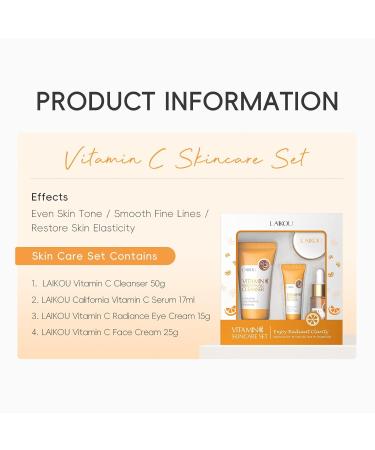 Complete Skincare Set: Vitamin C Serum Cleanser Eye Cream & Face Cream - Pampering Gift Set for Women & Teens - Buy Online on GoSupps.com
