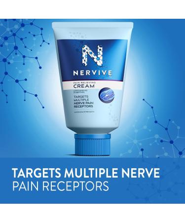 Nervive Max Strength Nerve Care Pain Relief Cream - Lidocaine & Menthol - 3.0oz - Buy Online on GoSupps.com