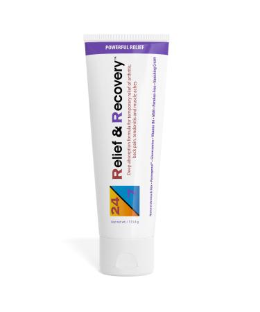 24/7 Relief & Recovery Topical Pain Relief Cream 4 Ounce Tube - Muscle Pain Relief Cream Joint Pain Relief Bursitis Pain Relief Sciatica Pain Relief Pain Relief for Feet Topical Pain Reliever