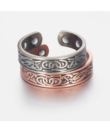 2 Pack 3500 Gauss Magnetic Copper Ring | Pure Copper Magnetic Therapy Jewelry for Joint Pain Relief & Improved Blood Circulation - Buy Online on GoSupps.com