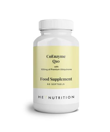 Hey Nutrition CoEnzyme Q10 Supplement - 100mg of Premium Ubiquinone - Boosts Antioxidant Enzymes - Contributes Nutrition for Vital Organs - Non-GMO & Pesticide-Free - UK Manufactured - 60 Softgels