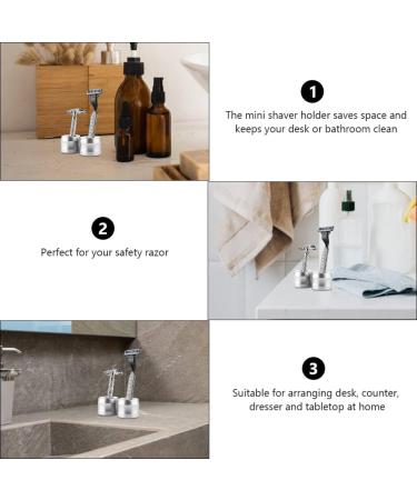 FRCOLOR Mens Shaving Razor Stand Razor Base Shaving Brush Stand Razor Holder Stand for Men 1pc (Silver) 4.3x4.3cm Silver - Buy Online on GoSupps.com