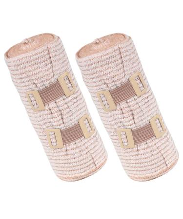 FOMIYES 2 Rolls Striped Elastic Supplies Head Wrap Stretch Wrap Pre Wrap Atheltic Tape Knee Wraps for Pain Non Stick Lovers Elastic Aluminum Buckle Gloves 10x4cm