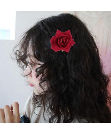 Red Rose Hair Clip Flower Hair Pin Fascinator Artificial Flower Brooch Hairpins Large Rose Red Hair Barrette for Women Girls - Buy Online on GoSupps.com