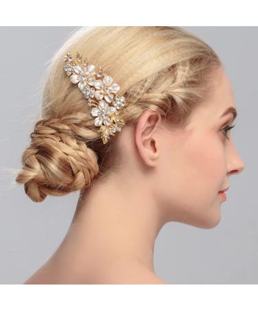 BSLVWG Wedding Hair Comb Bride Flower Wedding Hair Vines Silver Crystal Hair Piece Bridal Hair Accessories for Women and Girls - Buy Online on GoSupps.com