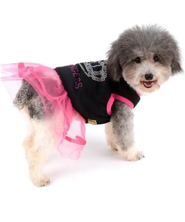 Ranphy Rhinestone Princess Dog Dress - Lace Tutu Vest Skirt for Small Dogs & Cats - Cute Pet Girl Clothes in Pink & Black - Buy Online on GoSupps.com