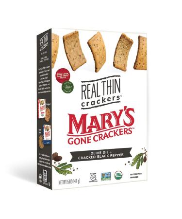 Mary's Gone Crackers Real Thin Crackers Olive Oil + Cracked Black Pepper 5 oz (142 g)
