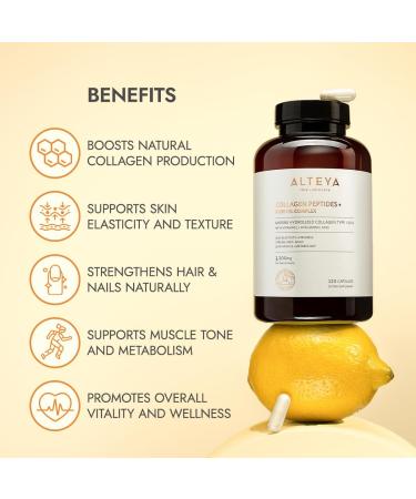 Alteya Organics Collagen Peptides & Rose Oil Complex Beauty Supplement with 3200mg Marine Hydrolyzed Collagen Type I & III, Vitamin C & Hyaluronic Acid Skin, Hair, Nail & Joint Support - Buy Online on GoSupps.com
