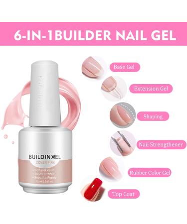 Builder Gels Nail Extension Gel 5 In 1 Pink Strengthening Gel Base Gel Color Gel Nail Polish Foundation Gel Rhinestones Glue Gel For Nail Art (01 Light pink) - Buy Online on GoSupps.com