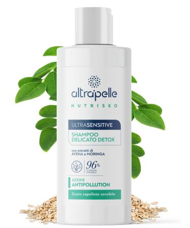 ALTRAPELLE Ultrasesitive Gentle Detox Shampoo 96% Natural (200 ml) for sensitive scalps ideal for frequent washing anti-pollution action with oat and moringa extracts
