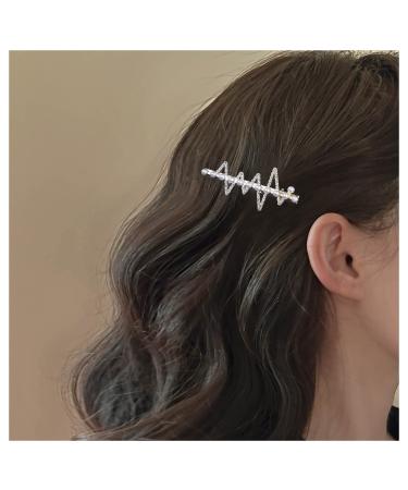 Inilbran Vintage Crystal Pearl Hair Clip Gold Rhinestone Wedding Hair Barrettes French Crystal Hairpin Barrette Sparkly Cz Hair Pins Hairclip Decorative Crystal Wedding Headpieces for women
