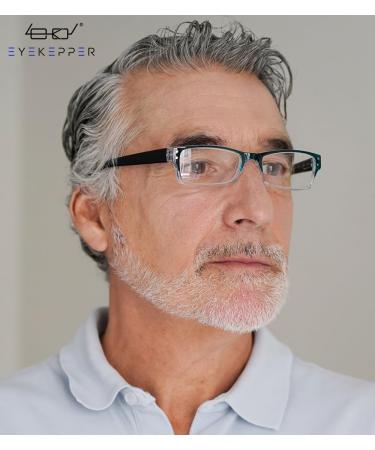 Eyekepper 4-Pack Rectangular Reading Glasses for Men & Women with Spring Hinges - +2.00 Diopters Blue - Buy Online on GoSupps.com