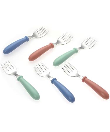 Wllhyf 6 Party fork and spoon set for self -feeding with a soft silicone handle cutlery made of stainless steel Small fork utensils dishwasher -safe Small cutlery dishes