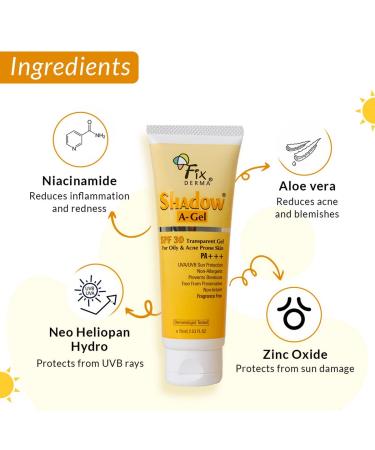 Fixderma Shadow Sunscreen A-Ge SPF 30 Zinc Oxide Sunscreen | Broad Spectrum UVA/UVB Protection | Water Resistant - 2.53 Fl Oz - Buy Online on GoSupps.com