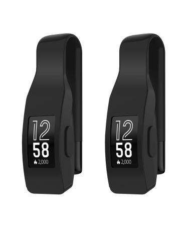 EEweca 2-Pack Clip for Fitbit Inspire or Inspire HR Holder Accessory, Black (not for inspire 2) Black+Black