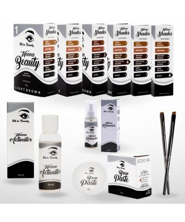 All in Beauty Henna Starter Eyebrow Coloring Kit  Eyebrows Henna Bundle for Brow Coloring  Vegan  Made from Natural and Harmless Ingredients  Tint your Brows  Long Lasting and Waterproof