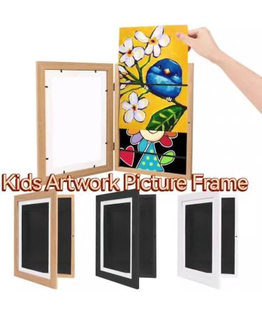 Internovo White Children Art Picture Frame - A4 Front Opening Design with Elastic Bands - 32x24x2.7cm for Kids Drawings - Buy Online on GoSupps.com