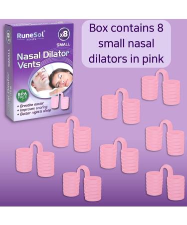 Runesol Snoring Relief Nasal Dilator - 8 Small Pink Nasal Vents for Men and Women - Anti Snoring Devices and Sleep Aid for Congestion - Buy Online on GoSupps.com
