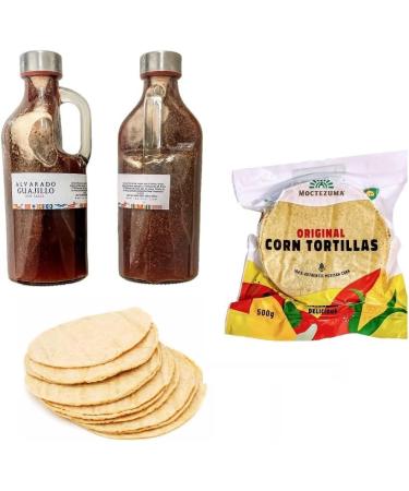 Alvarado Hot Salsa Guajillo 500ml & Vegan Tortilla 500g - Buy Online on GoSupps.com
