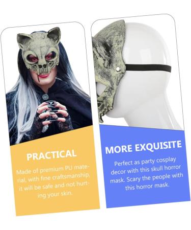 Homsfou Halloween Mask - Cat Skull Half Face Costume with Ears | 3D PU Party Props for Cosplay - Buy Online on GoSupps.com