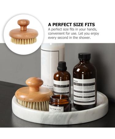 Lurrose Round Wooden Dry Brush Body Exfoliator for Bath Shower - Men and Women - Buy Online on GoSupps.com