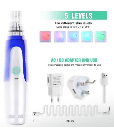 INCELLICE Derma Pen Hair Professional Microneedling Pen for Hair Beard Growth with 2 Replacement Cartridges 5 Speeds Blue Auto Dermapen - Buy Online on GoSupps.com