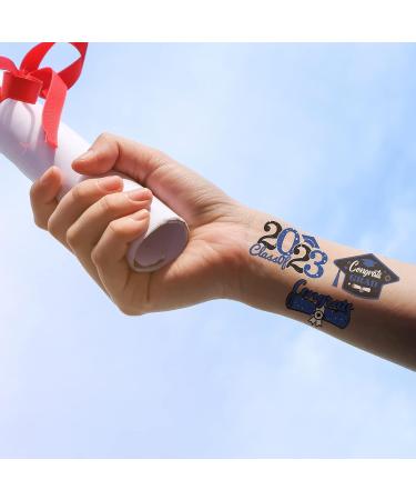24 PCS Graduation Class of 2023 Temporary Tattoos - Blue Congrats Theme for High School & College Students - Graduation Party Favors - Buy Online on GoSupps.com