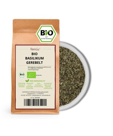 Kamelur 500g of dried and grated organic basil without additives - the perfect organic spice for Italian cuisine - in a packaging